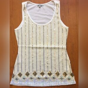 Charlotte Russe Gold and White Sequin Tank Top